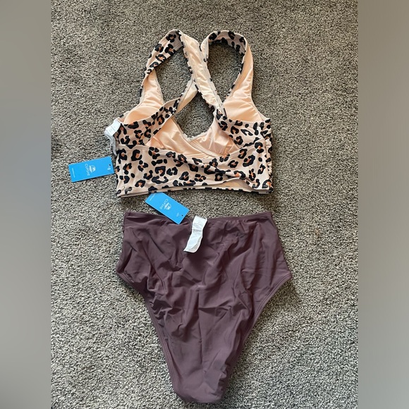 Classic Leopard Print Cross Back Midkini & High Waist Set - Picture 4 of 5